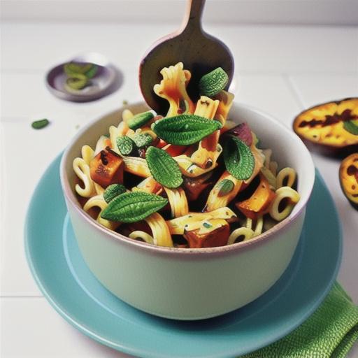 Roasted sweet potato, sage & chorizo fusilli