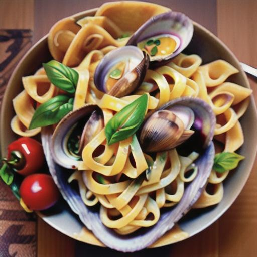 Angel Hair Pasta with Clams, Cherry Tomatoes, and Basil
