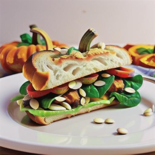 Roast pumpkin and spinach sandwiches