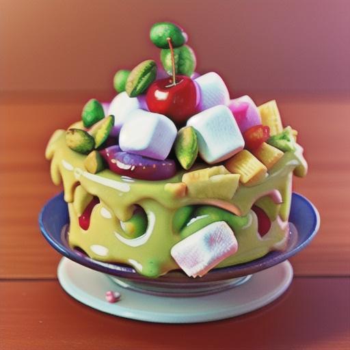 Pistachio-Cherry-Pineapple Marshmallow Dessert