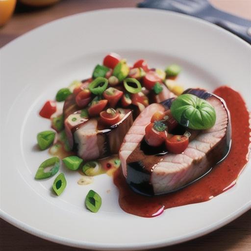 Steaks with tomato olive sauce