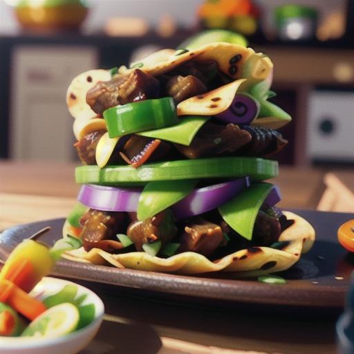 Korean sticky beef and pickled carrot tacos