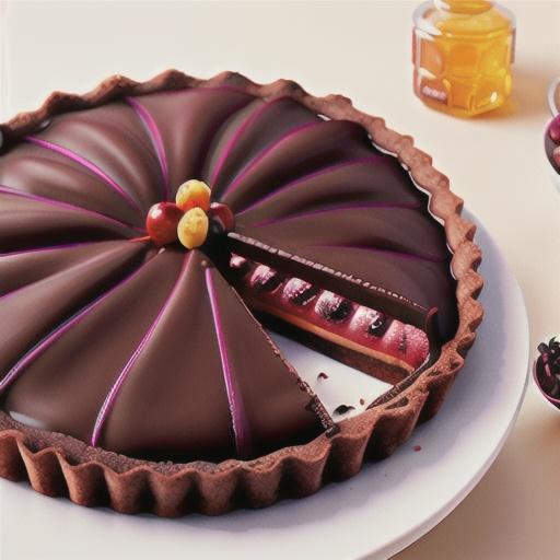 Chocolate ganache tart with beetroot, cherry & brandy jelly