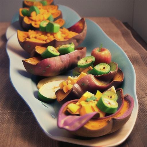 Sweet Potato Boats with Bacon, Apples, and Cheddar