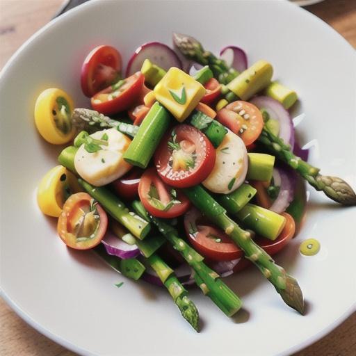 Vegetable slice with asparagus salad