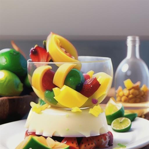 Coconut bavarois with makrut lime fruit salad recipe