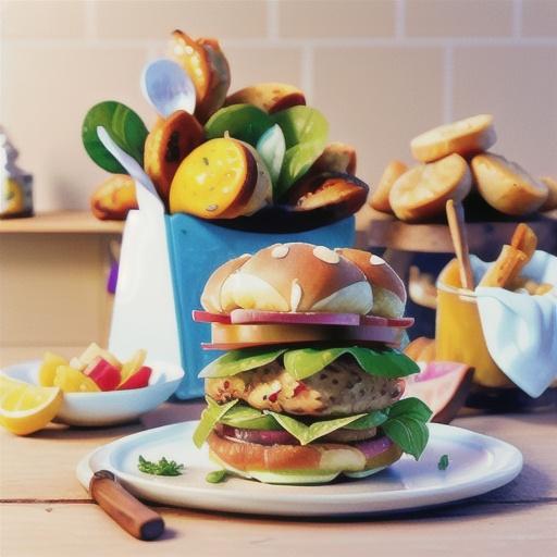 Lemon and herb chicken flat bun