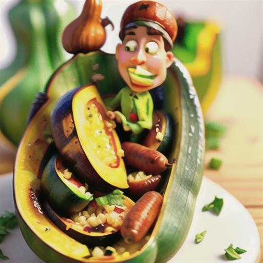Squash with Vegetarian Sausage and Rice Stuffing