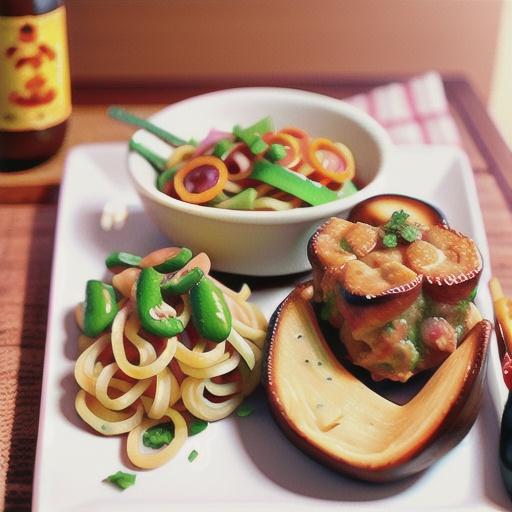 Asian mini meatloaves with noodle salad
