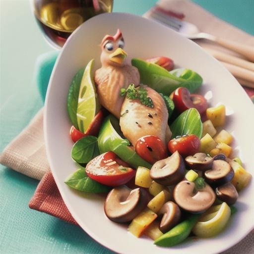 Chicken with wine sauteed mushrooms