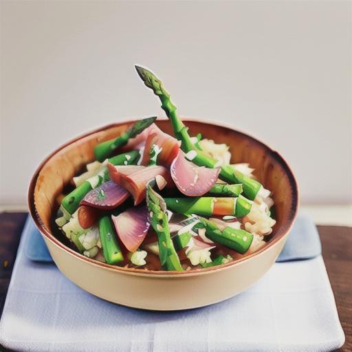 No-fuss asparagus and ham baked risotto
