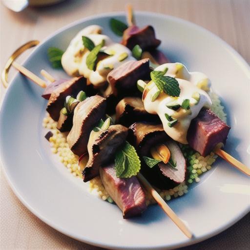 Lamb kebabs with couscous and mint-yoghurt sauce