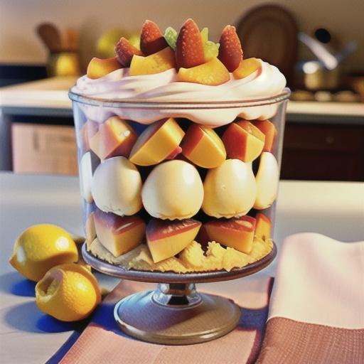 Lemon and peach trifle