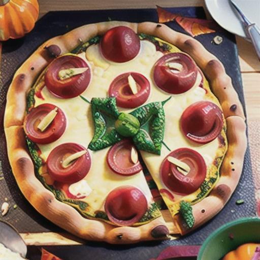 Chicken, pumpkin and feta pesto pizza