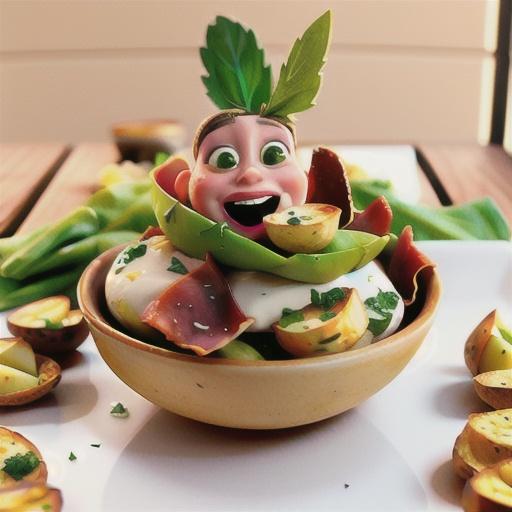 Smashed chat potatoes with garlic & herb cheese and prosciutto