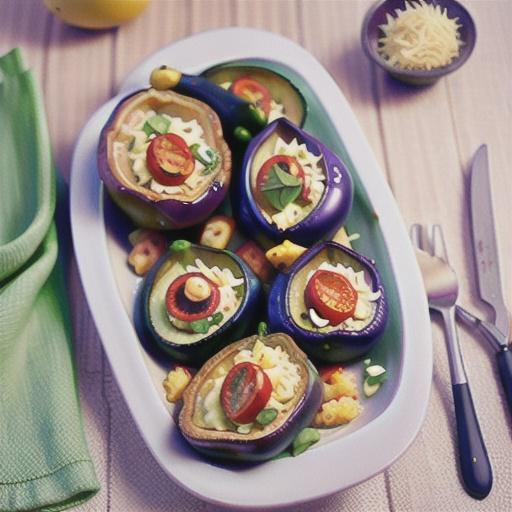 Veal and tomato stuffed eggplant