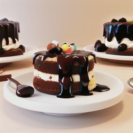 Brownie Ice Cream Cake with Fudge Sauce