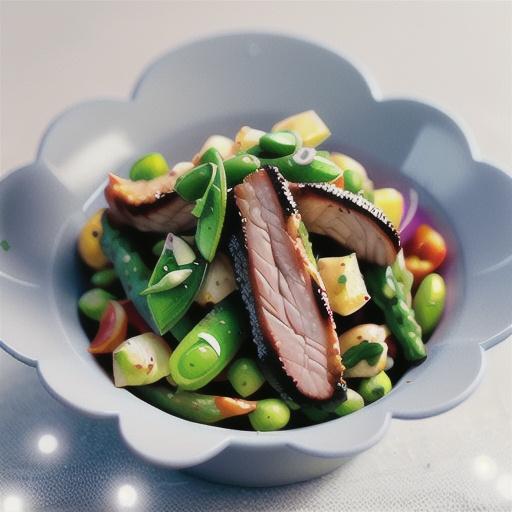 Lime & chilli pork with snow pea & asparagus salad