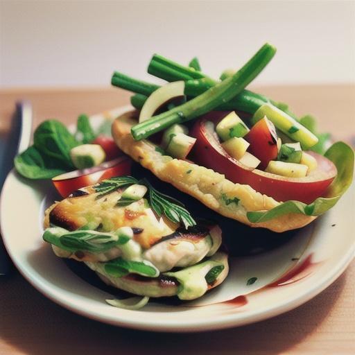 Chicken and tarragon patties with fennel and apple salad
