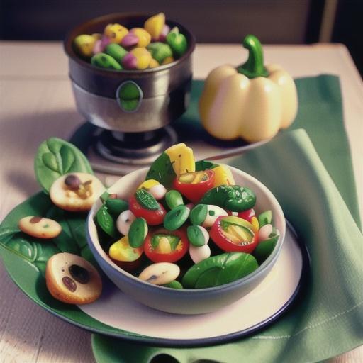 Bean and Spinach Salad with Warm Bell Pepper Dressing