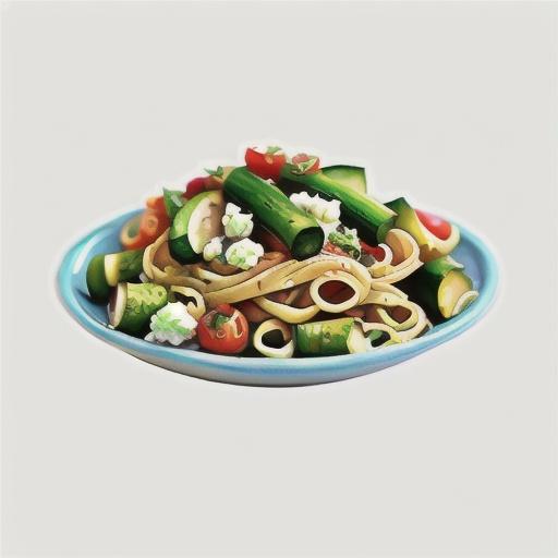 Marinated tomato, zucchini, pine nut and ricotta pasta
