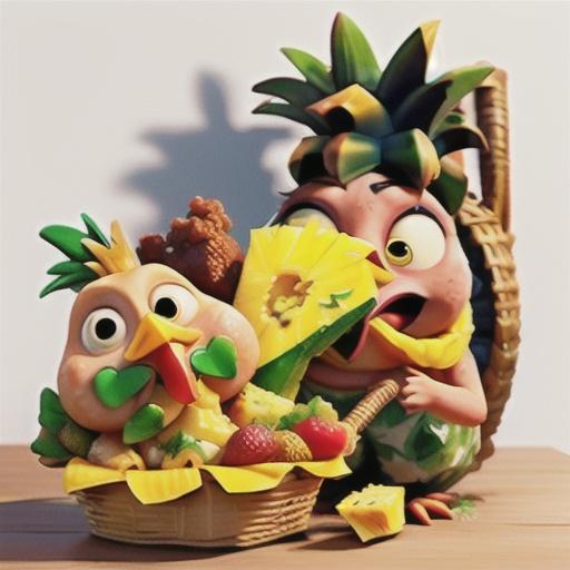 Chicken and pineapple in a basket