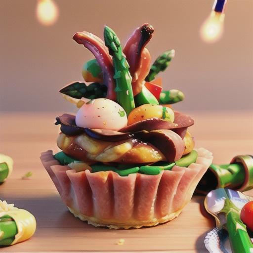 Egg, ham and asparagus tarts