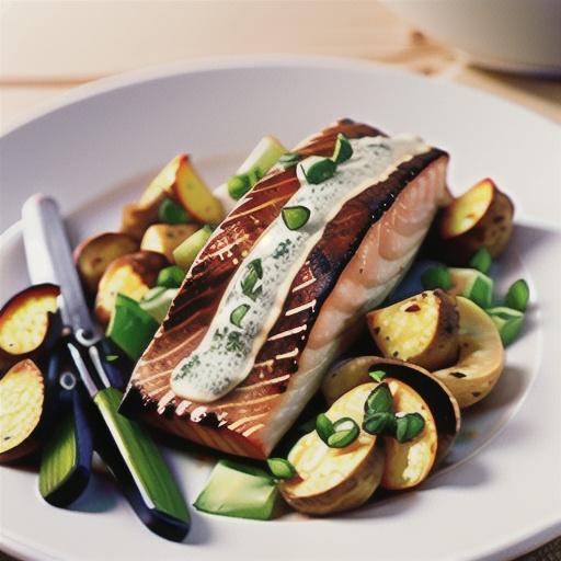 Dukkah-crusted salmon with smashed potatoes