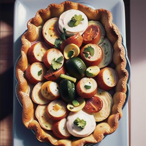 Kumara, chorizo & goat’s cheese tart