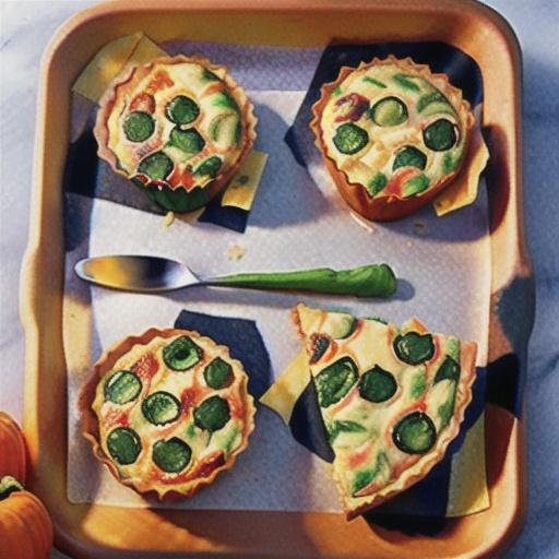 Pumpkin and spinach quiches