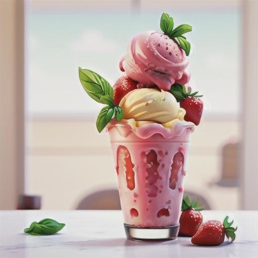 Strawberry & basil ice cream