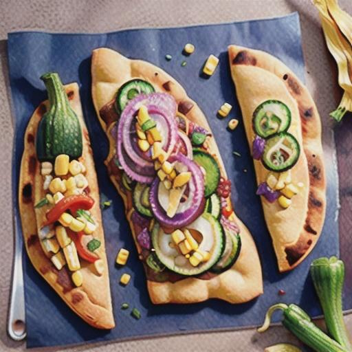 Summer Flatbread with Corn, Zucchini, and Pickled Peppers