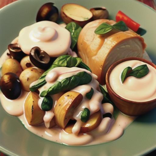 Smothered Chicken with Spinach, Potatoes, and Mushrooms