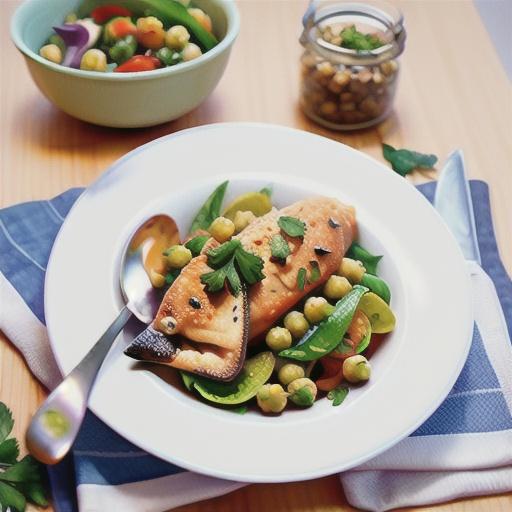 Spiced fish with chickpea salad