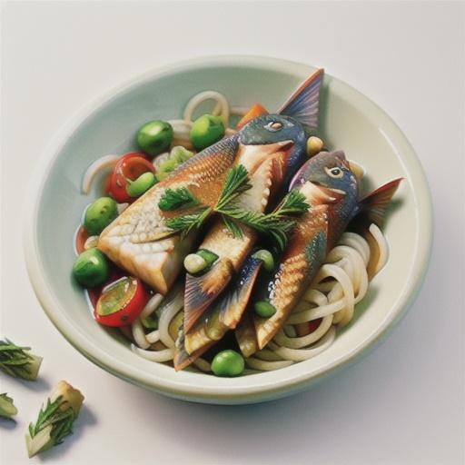 Vietnamese fish with dill and vermicelli