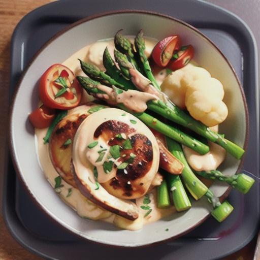 One Pan Chicken Breast and Asparagus in Lemon Cream Sauce