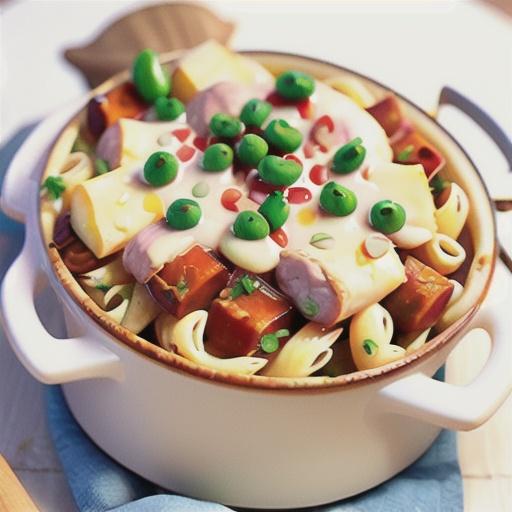 Lamb casserole with cheesy pasta topping