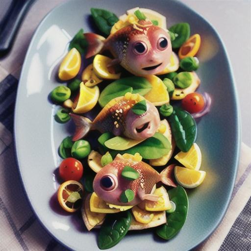 Seared snapper with snow peas, basil and lemon