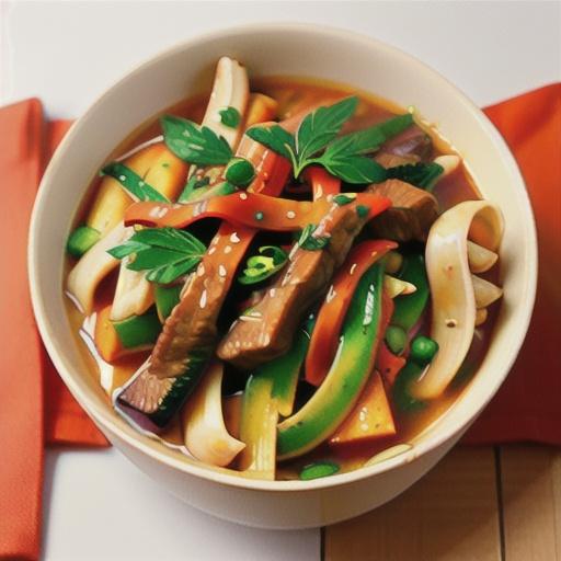 Red curry beef noodle stir-fry