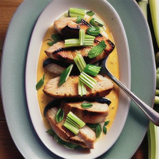 Braised pork cutlets with fennel and celery