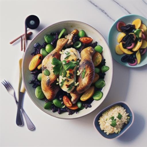 Portuguese chicken with black rice salad recipe