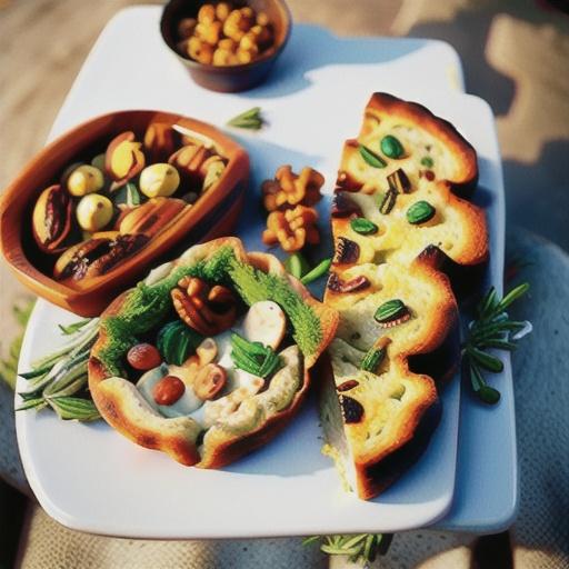 Caramelised onion, walnut and rosemary focaccia