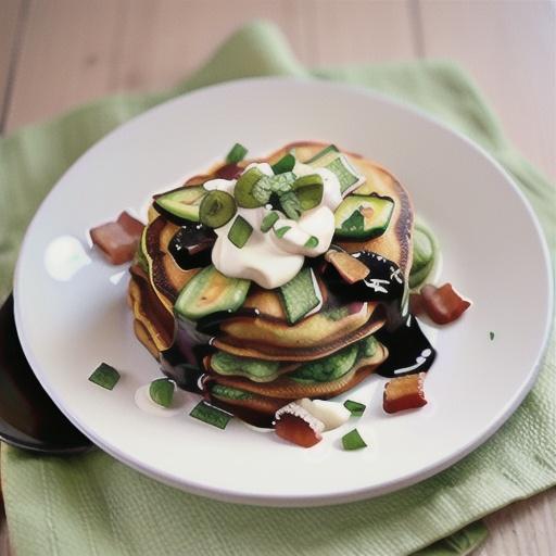 Zucchini pancakes with bacon & avocado