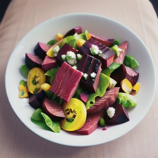 Beef and beetroot salad with horseradish dressing