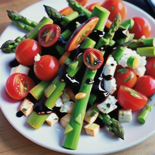 Air Fryer Asparagus and Tomatoes with Balsamic Drizzle