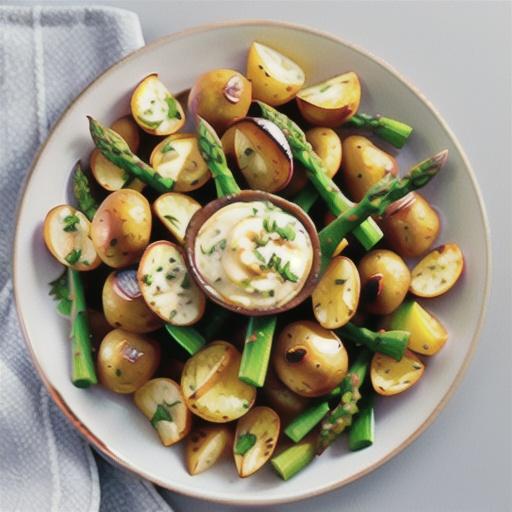 Roasted Potatoes and Asparagus with Lemon-Mustard Dressing