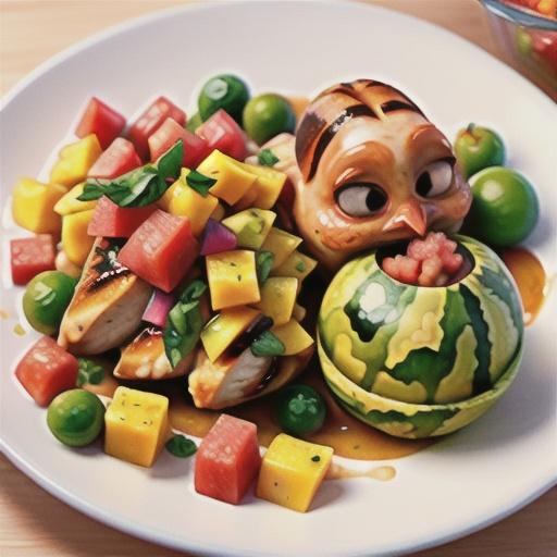 Chicken with Watermelon-Mango Salsa