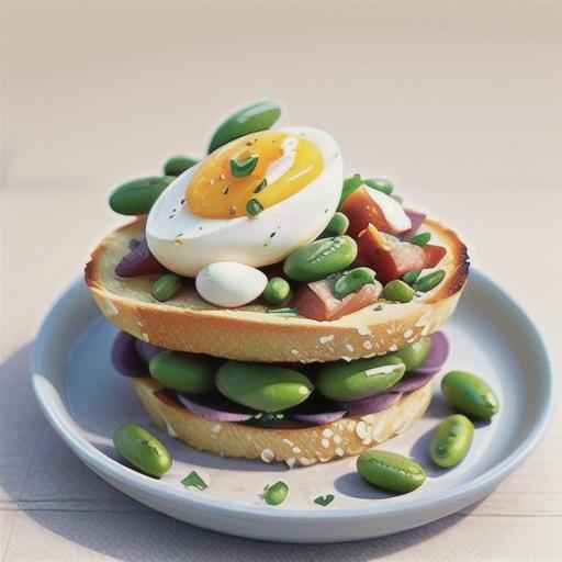 Broad bean smash and smoked salmon on bruschetta