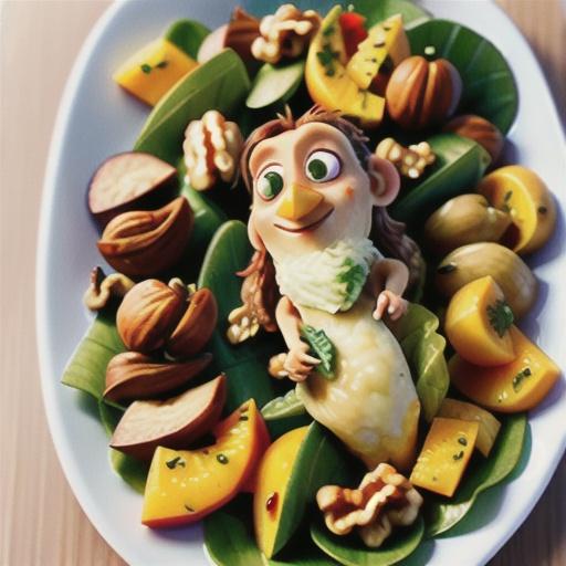 Chicken and mango salad with walnuts