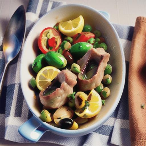 Lamb shanks with lemon, chickpeas and olives